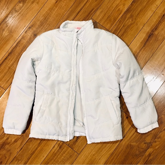 Kids 10 12 white faux down style puffer jacket coat winter autumn lightw… - Picture 3 of 8